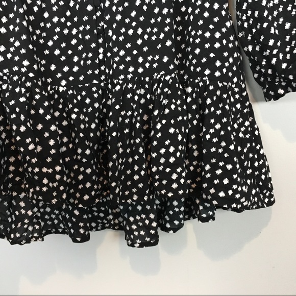 Maeve Ruffle Peplum Top XXS Black 3/4 sleeves - Picture 4 of 6